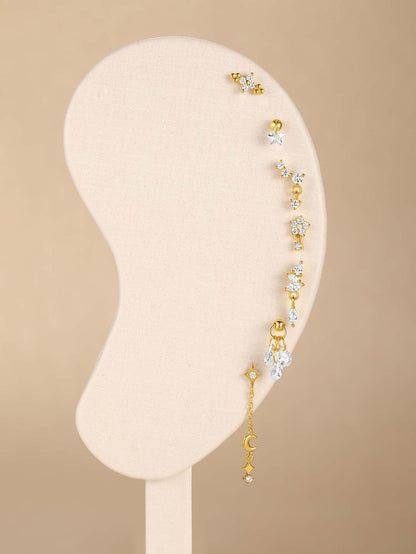 925 Sterling Silver Waterproof Flower Drops Star Moon Studs Earring Series