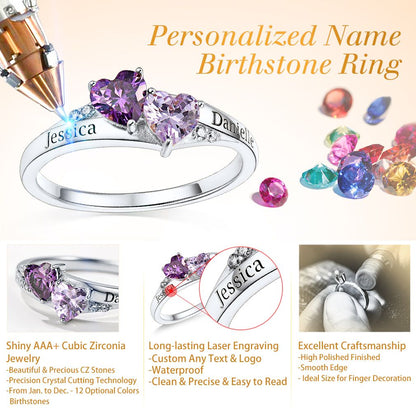 925 Sterling Silver Personalized Birthstone Rings For Women