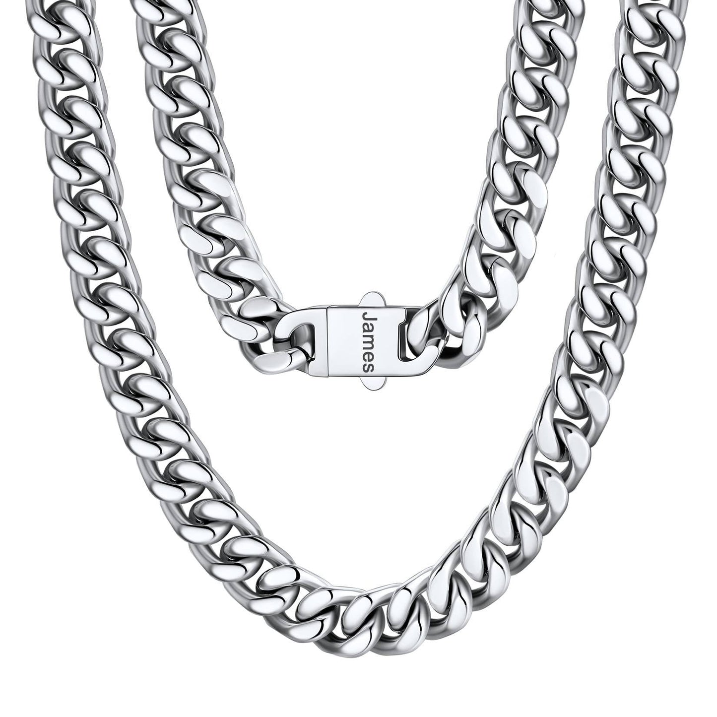 Personalized Cuban Link Chain Necklace in Stainless Steel