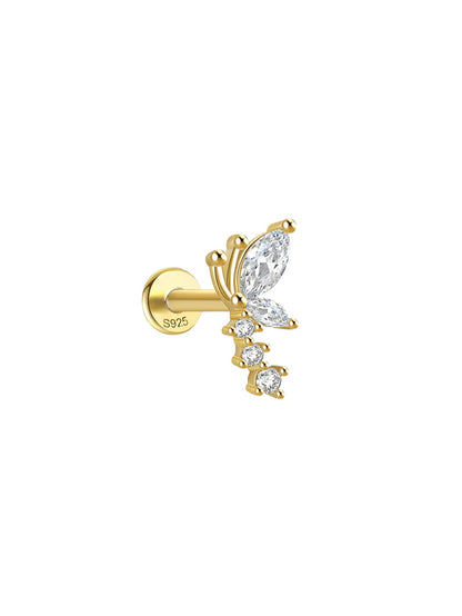 925 Sterling Silver Flower Pave Zircon Earring Series