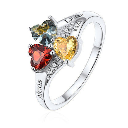 925 Sterling Silver Personalized Birthstone Rings For Women
