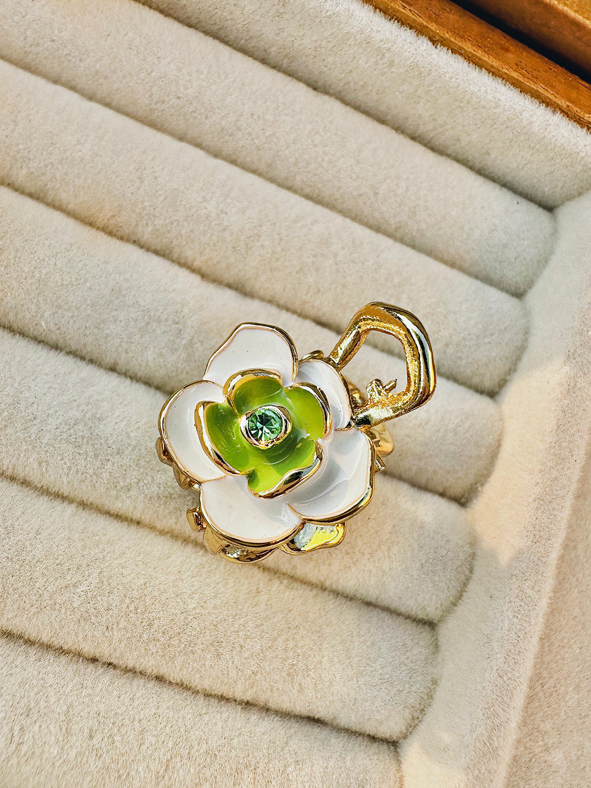 Green Floral Charm Studs
